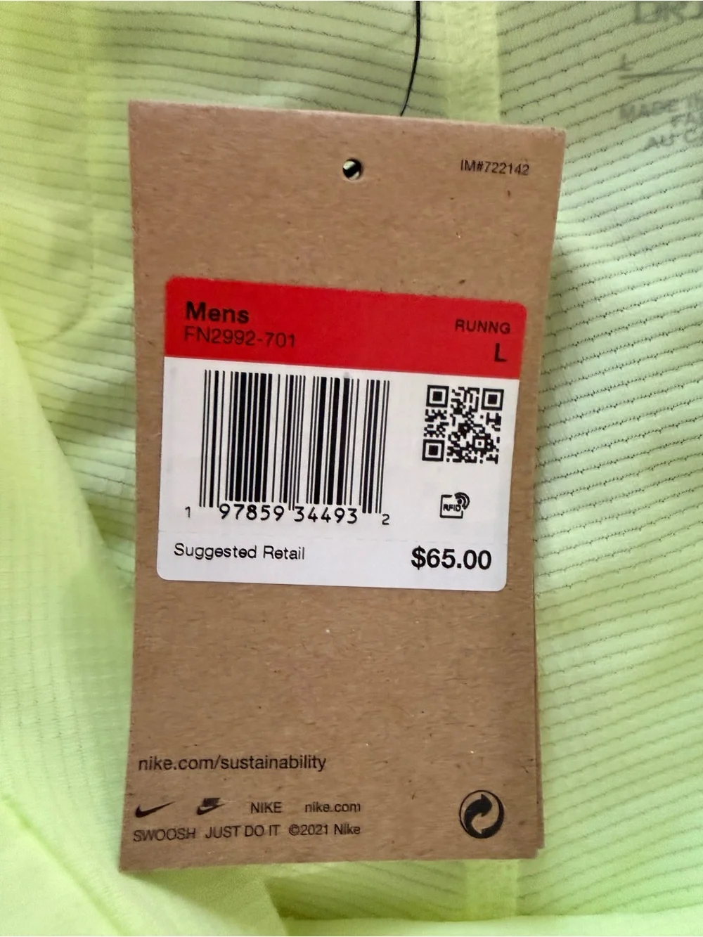 Nike Running Men’s Neon Lime Athletic Running Shorts with Reflective accents